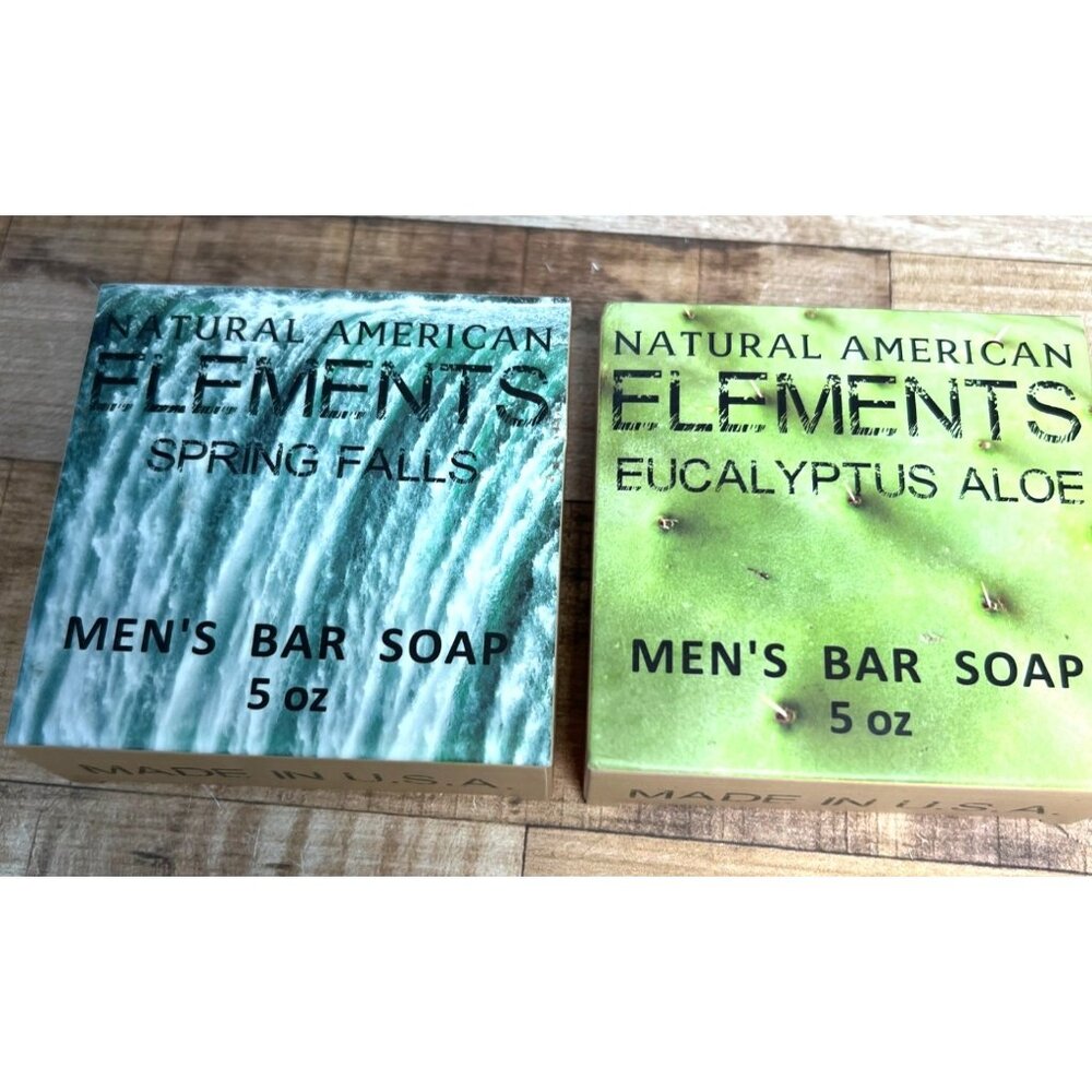 Natural American Elements Mens Bar Soap Set - Spring Falls & Eucalyptus Aloe